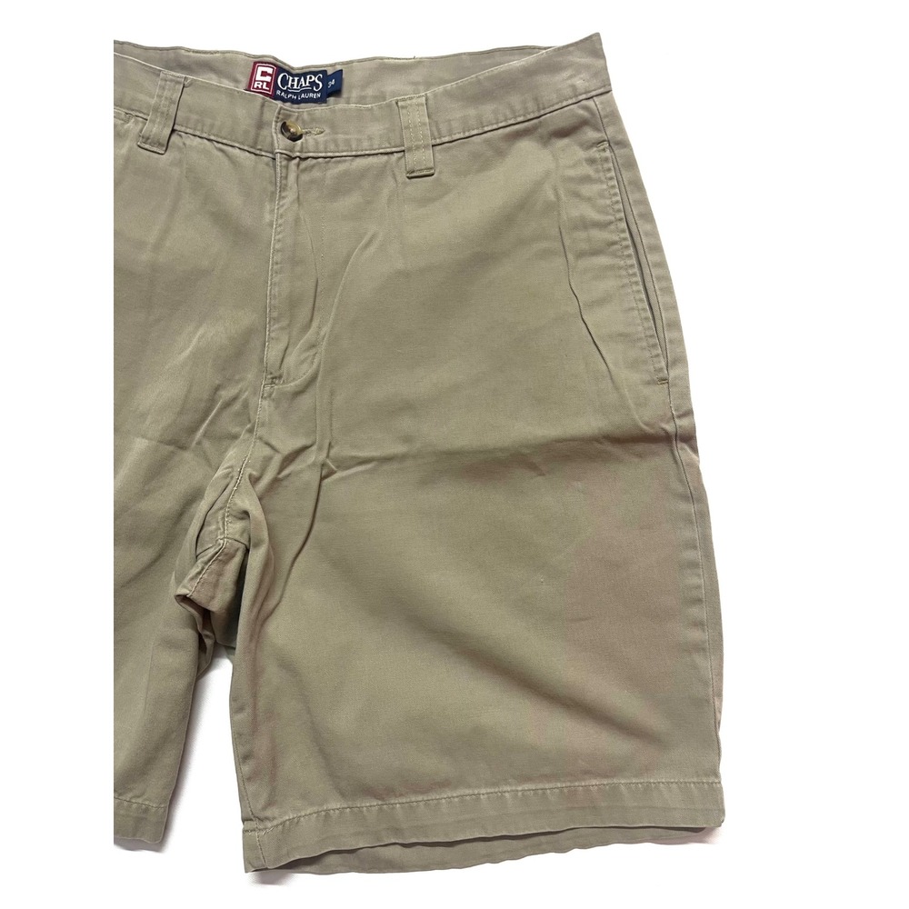 Vintage 90s Chaps Ralph Lauren Mens Khaki Chino Shorts Tan Cotton Size 34 - Picture 5 of 16